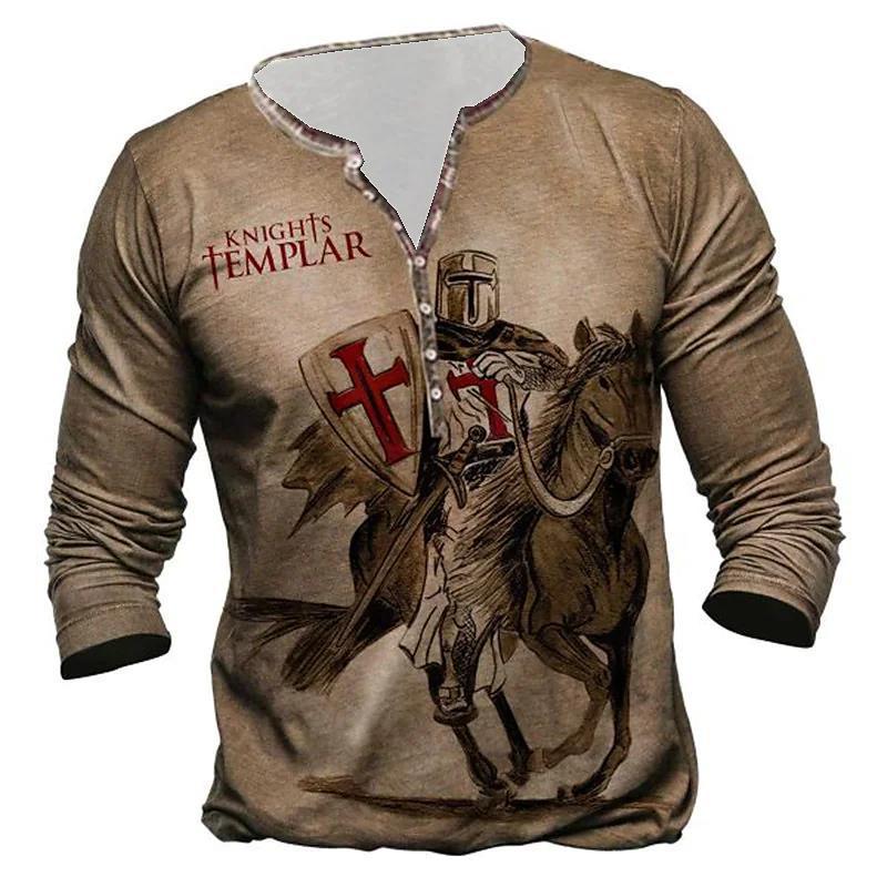 Men's Print Long-Sleeve Henley