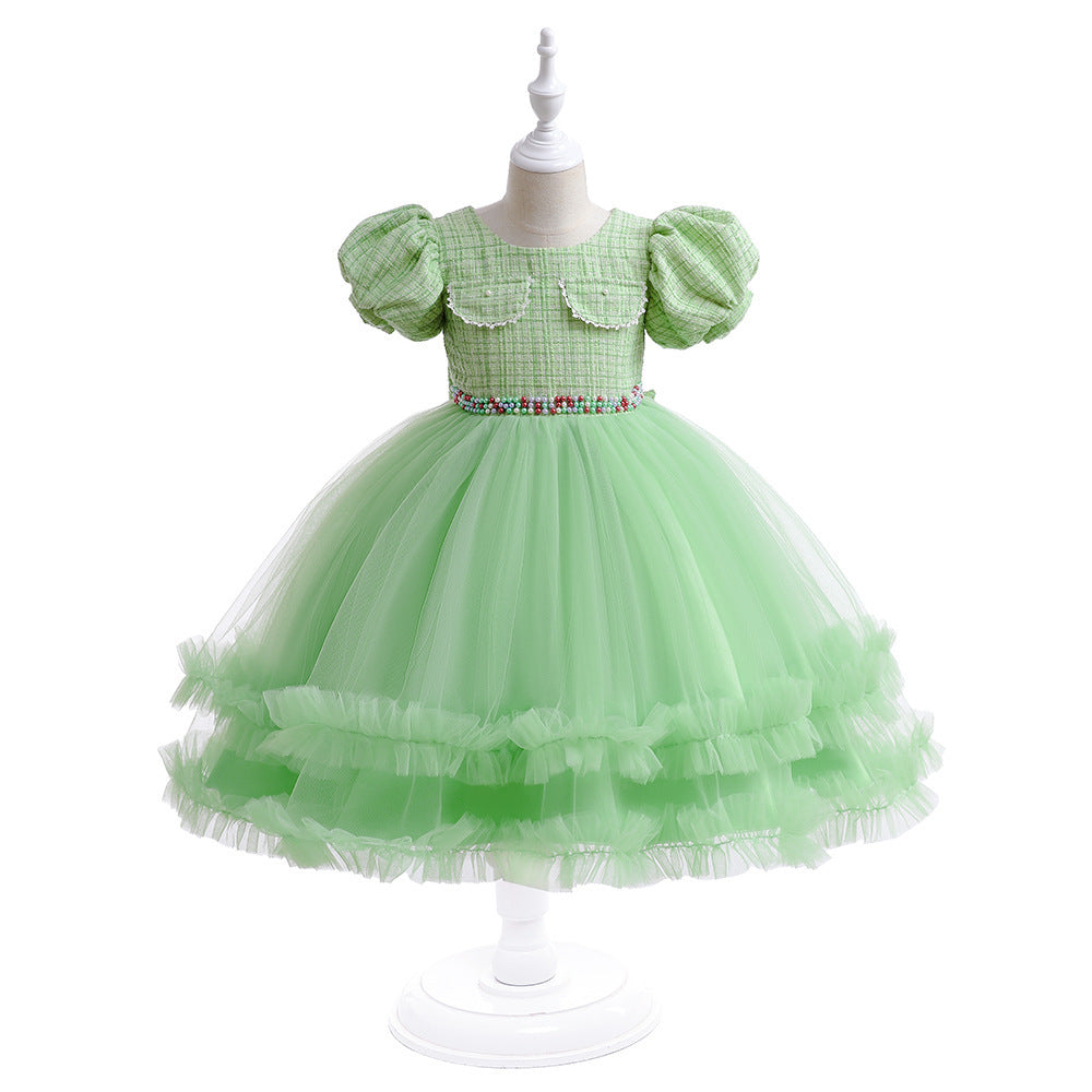 Girls' Halloween Puff Sleeve Mesh Dress