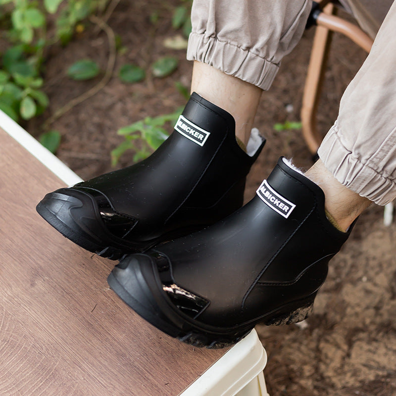 Velvet-Lined Outdoor Rain Boots