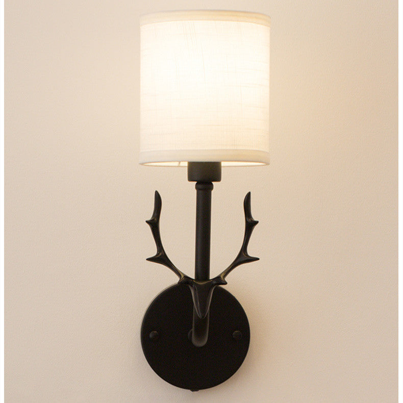 Wrought-Iron Antler Bedside Wall Lamp