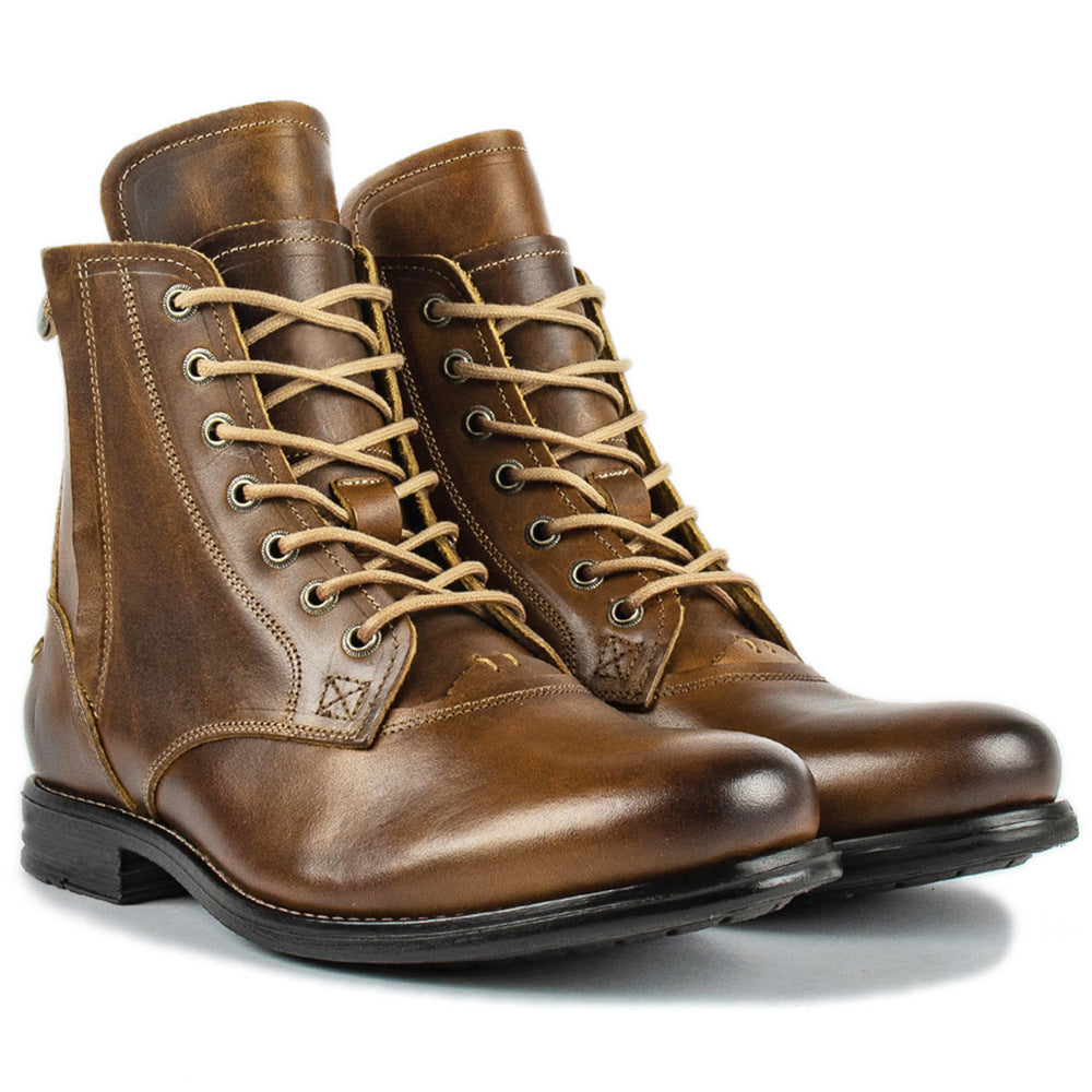 Side-Zipper Two-Tone Knight Boots