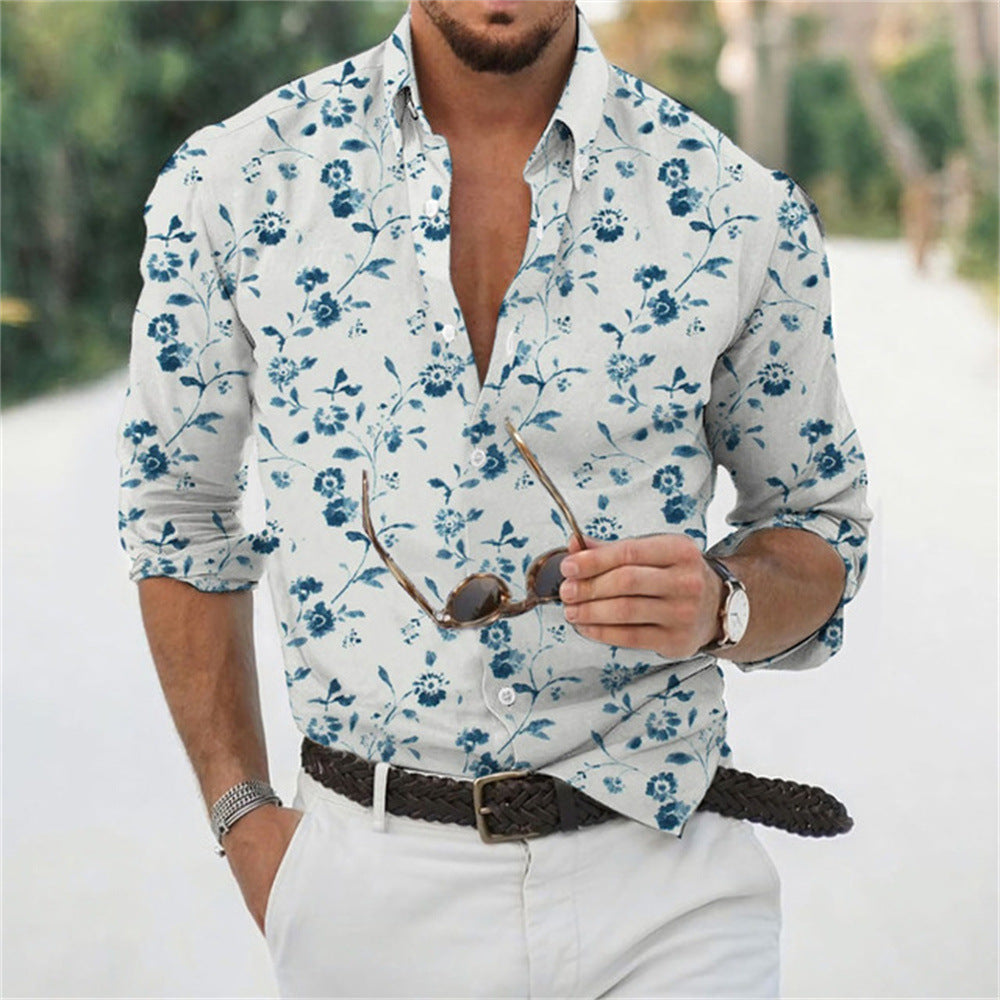 Men's Loose Floral Beach Shirt