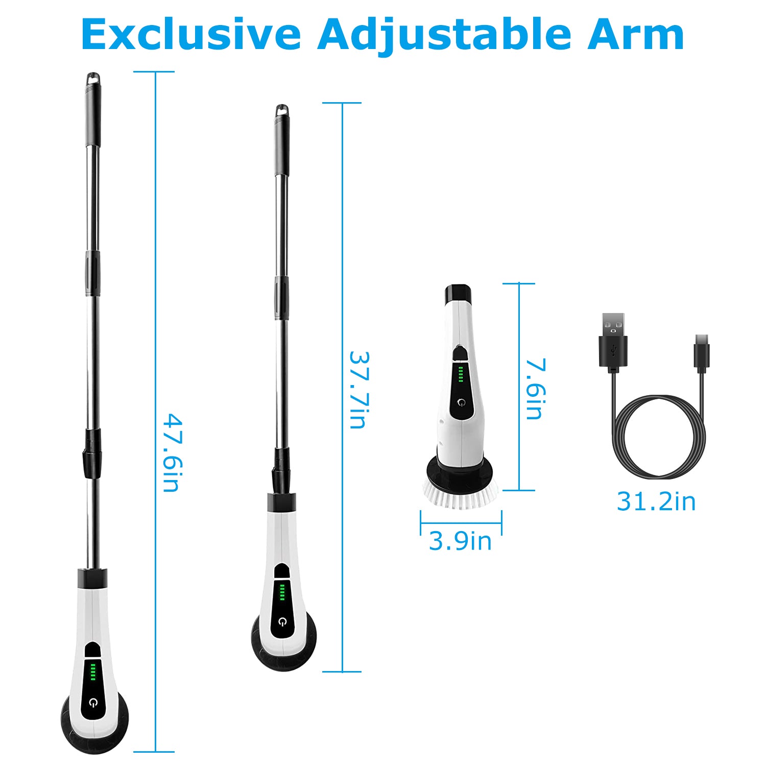 Cordless Electric Telescopic Spin Scrubber