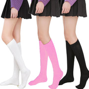 Black Striped Cotton Knee-High Socks