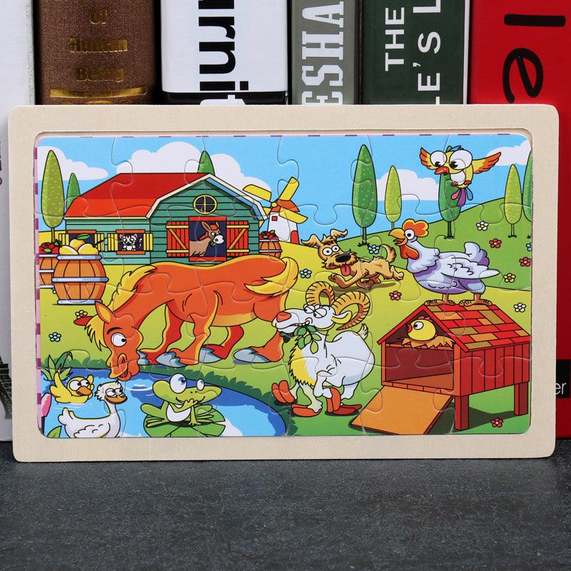 80pc Wooden Animal Puzzle Toy Set
