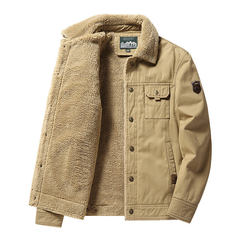Men's Fleece-Lined Polo-Collar Jacket