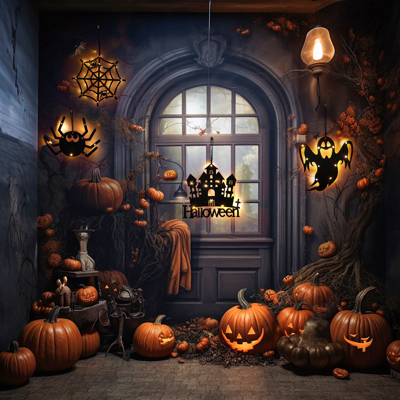 Halloween LED Decorative Spider Lamp