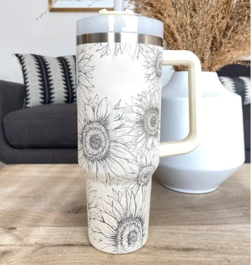 40oz Insulated Tumbler with Handle and Straw