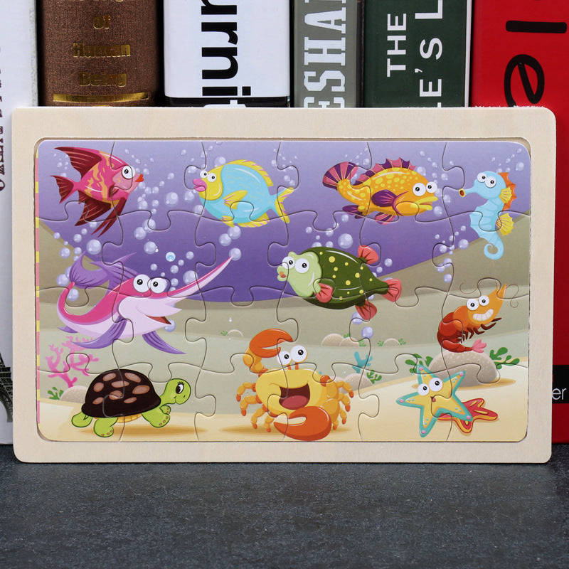 80pc Wooden Animal Puzzle Toy Set