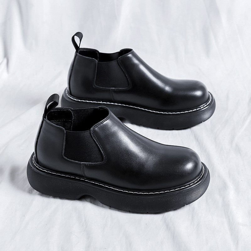 Black Round-Toe Thick-Sole Martin Boots