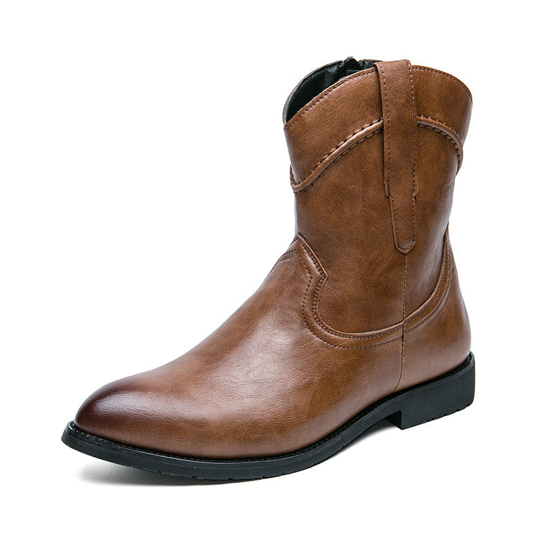 Retro High-Top Leather Ankle Boots