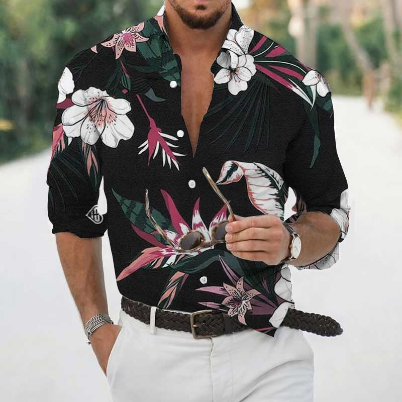 Men's Loose Floral Beach Shirt