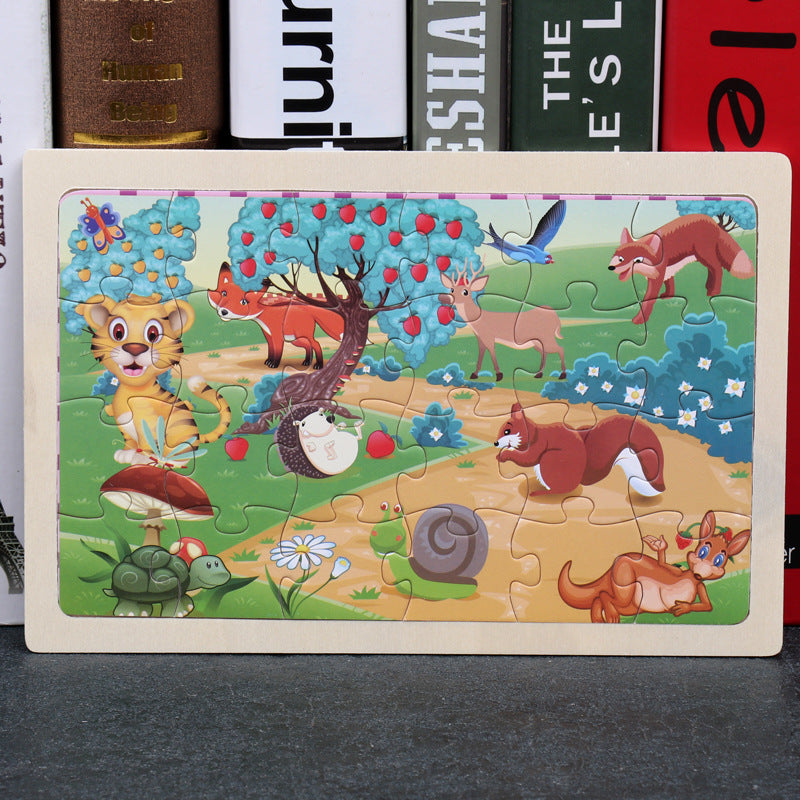 80pc Wooden Animal Puzzle Toy Set