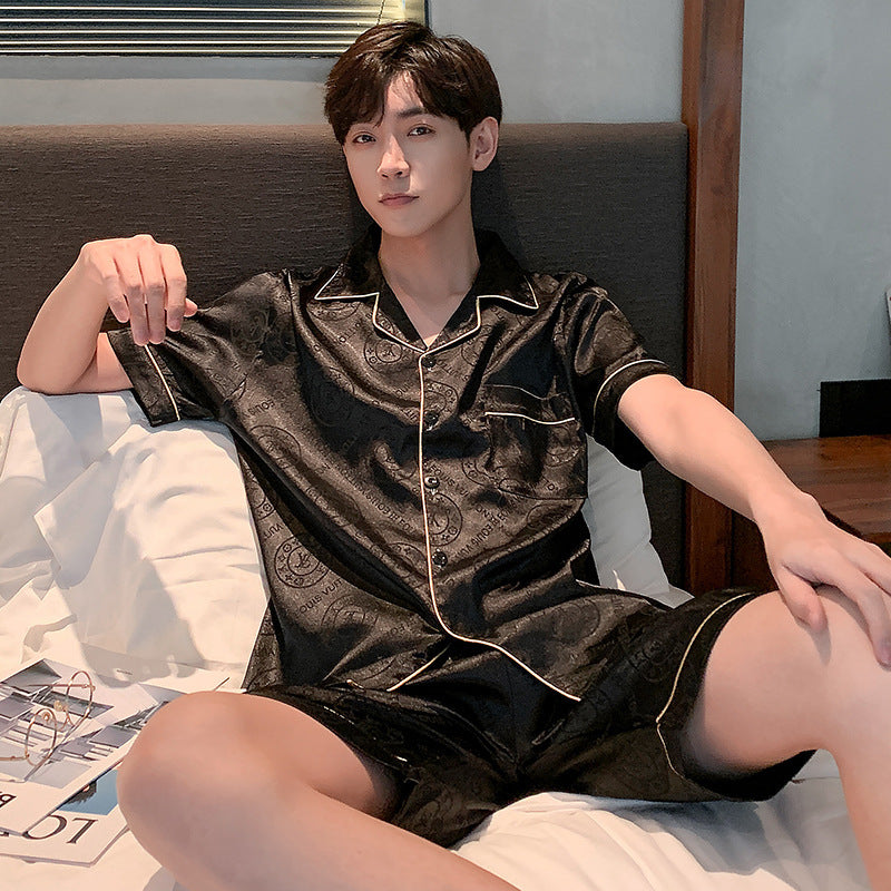Men's Ice Silk Short-Sleeve Pajama Set