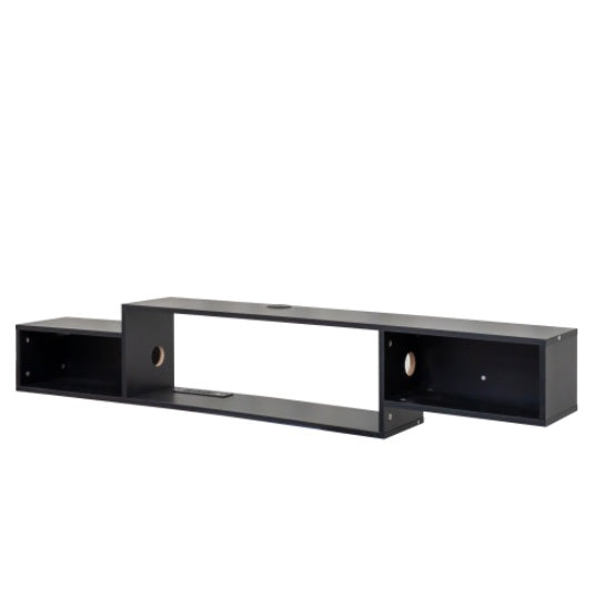 Wall-Mounted Floating TV Stand with LED & Charger — 65in