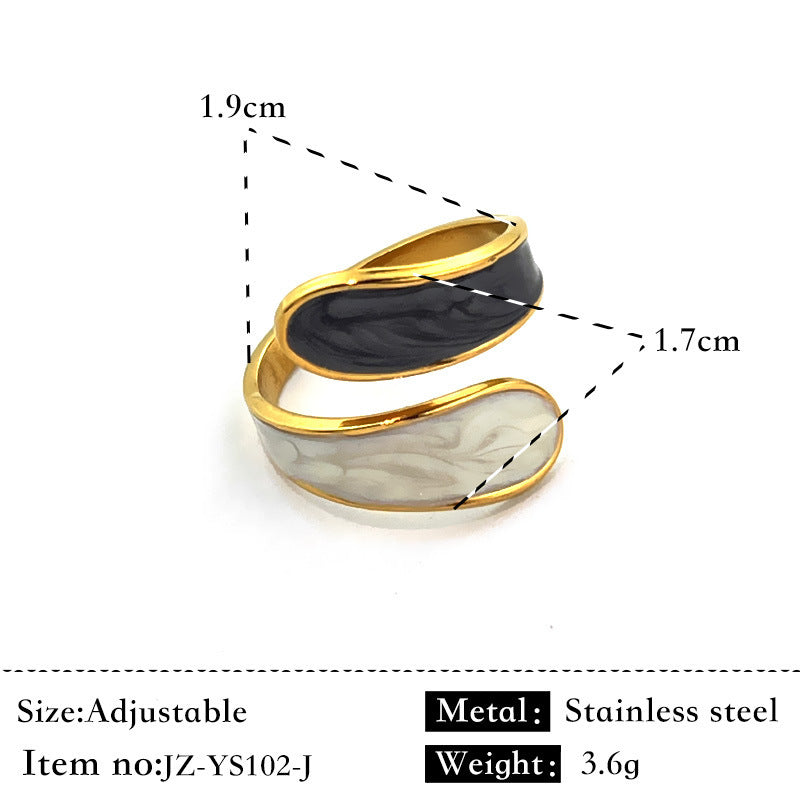 Stainless Steel Contrast Color Plating 18K Stitching Ring