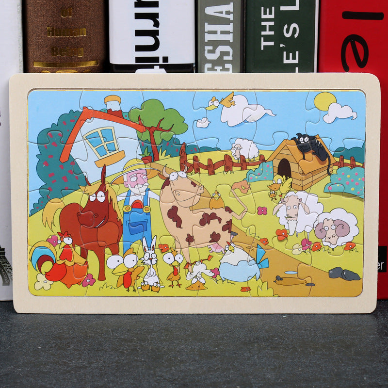80pc Wooden Animal Puzzle Toy Set