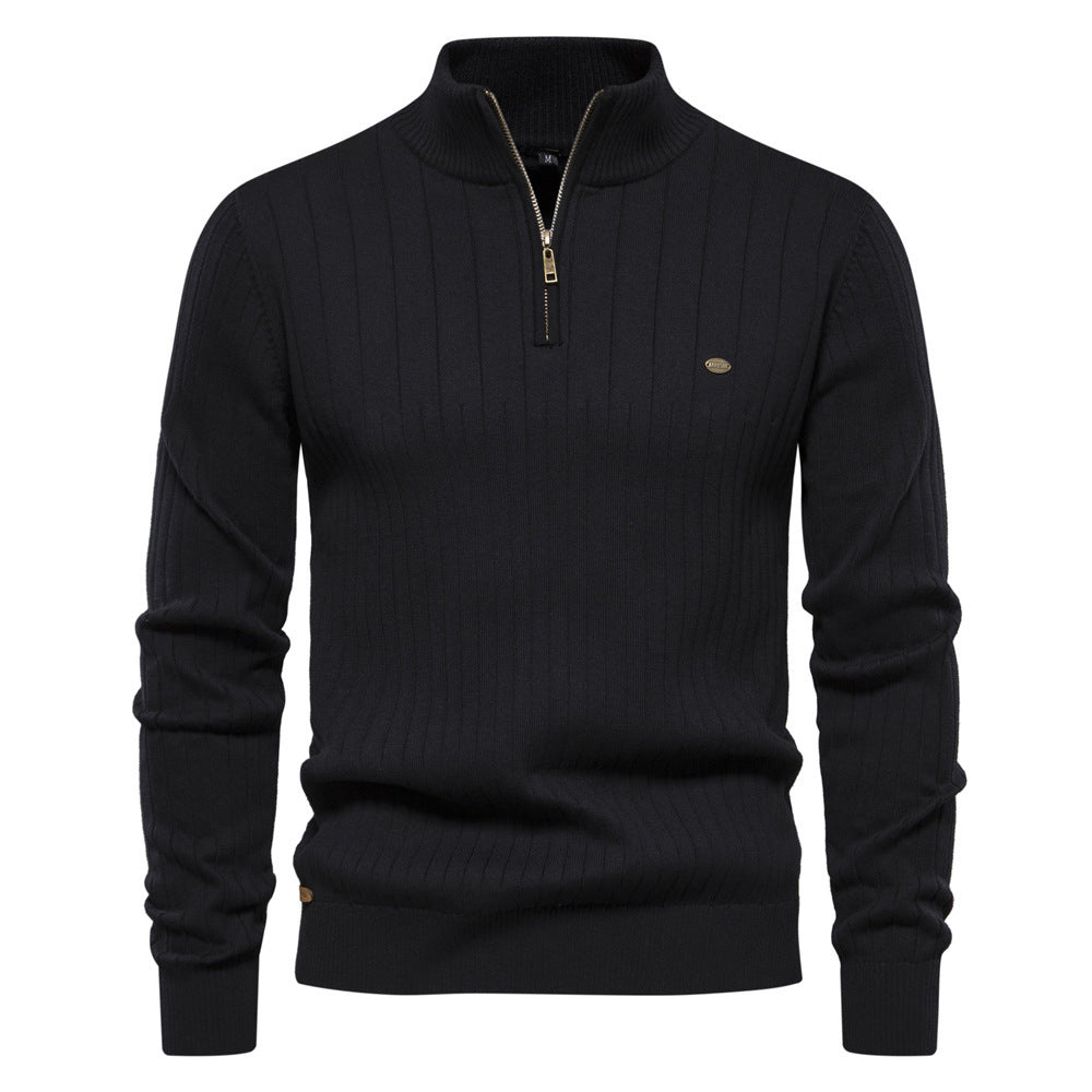 Men's Half-Zip Stand Collar Knit Sweater