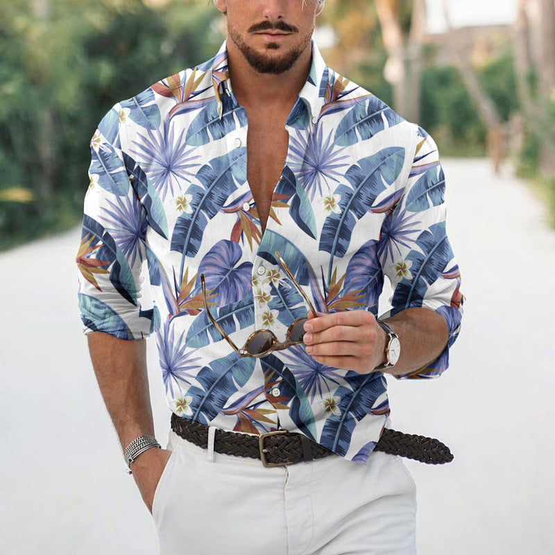 Men's Loose Floral Beach Shirt