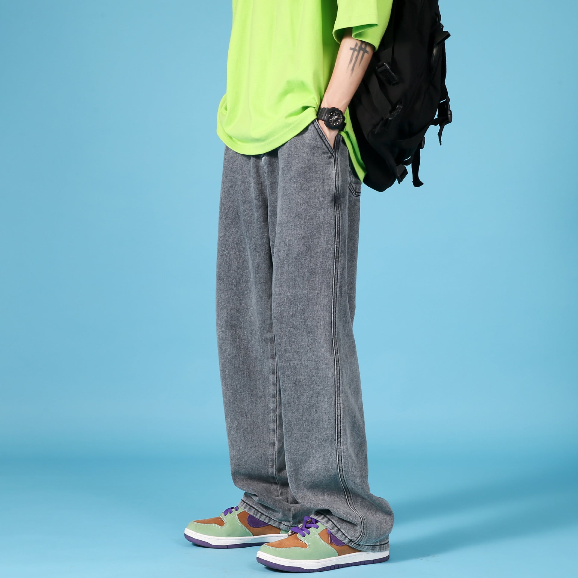Men's Hip-Hop Loose Cargo Denim Pants