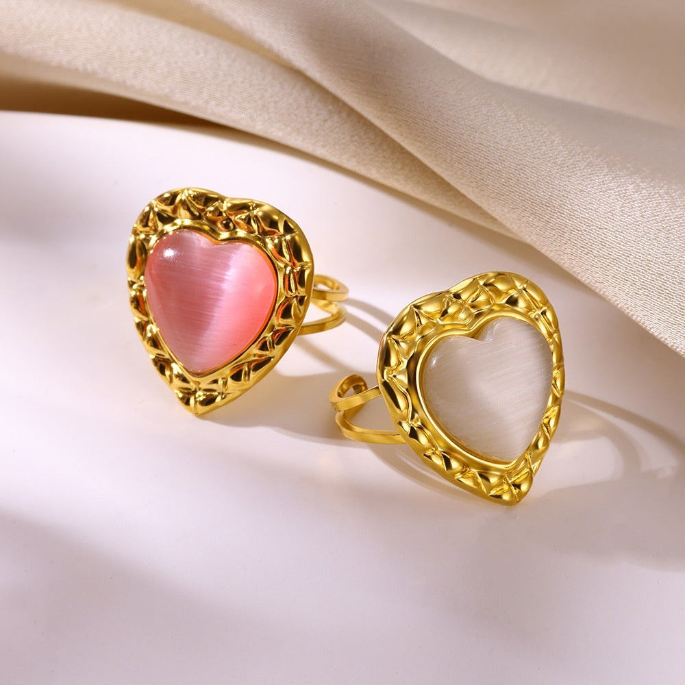 Stainless Steel Heart Pendant Ring