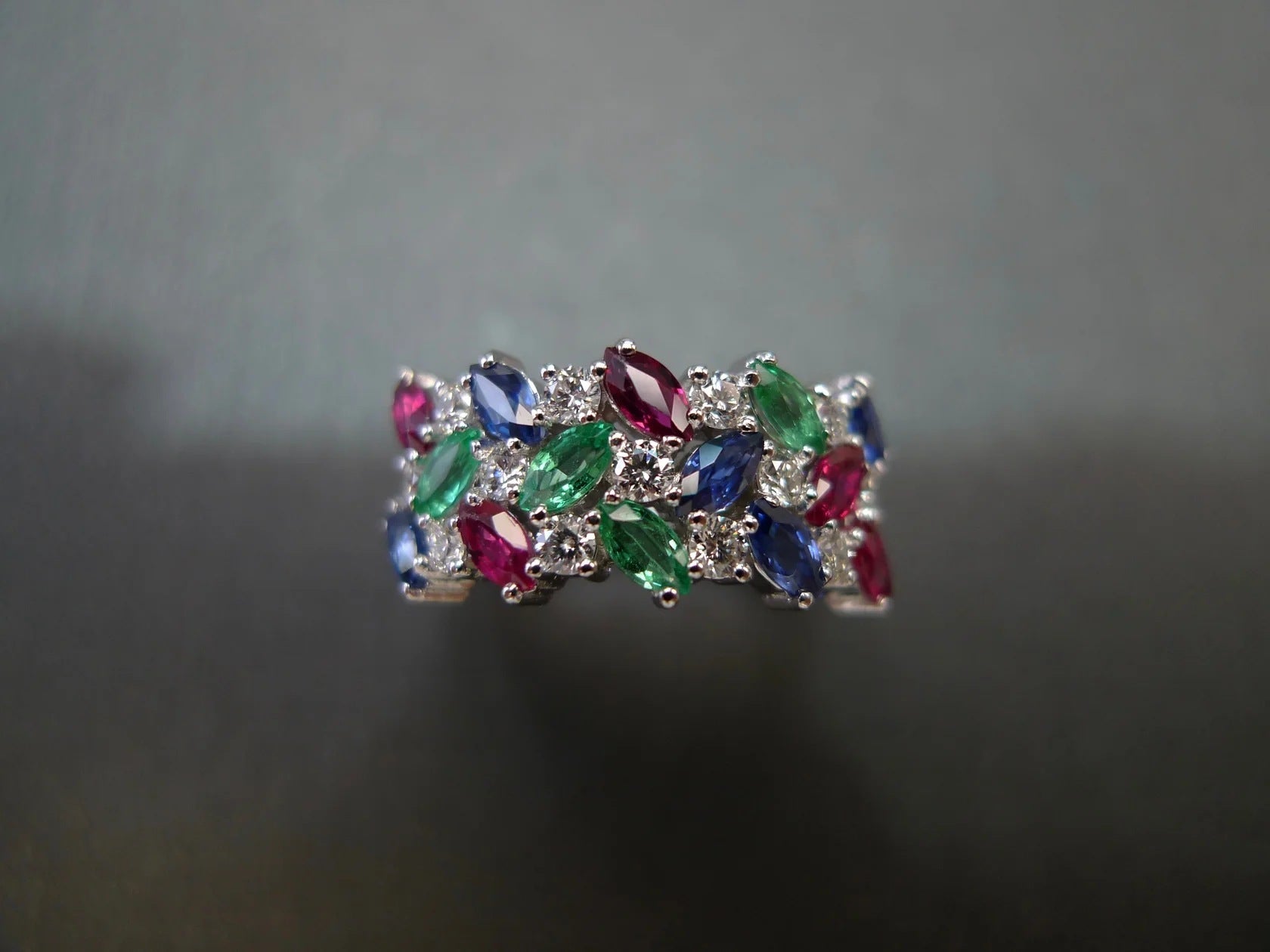 Marquise Zircon Triple-Row Ring