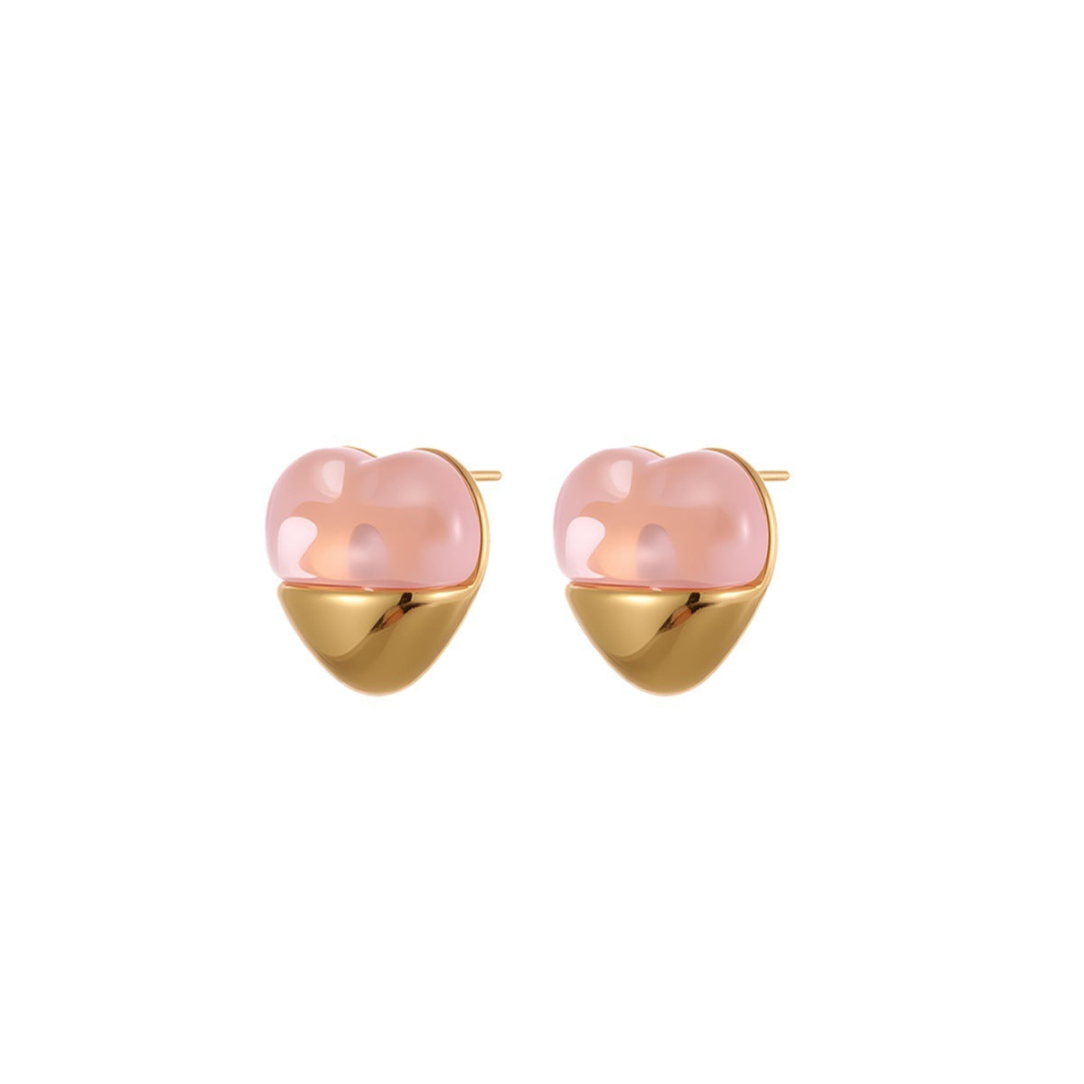 18K Gold-Plated Heart Resin Stud Earrings