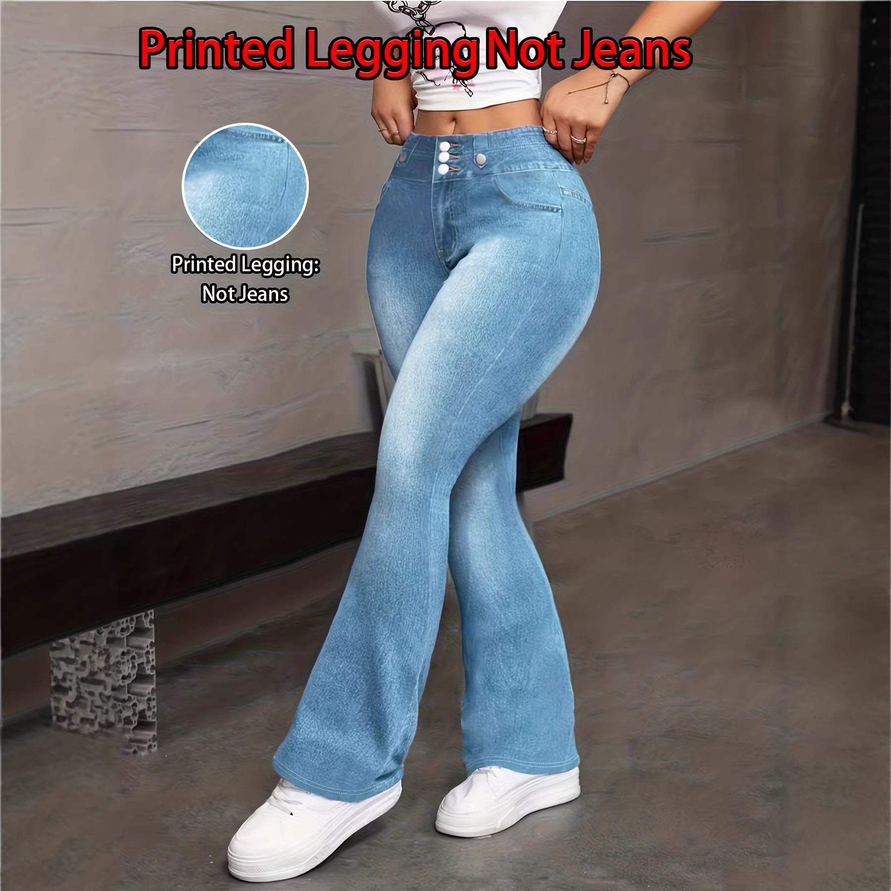 Women's Faux Denim Butterfly Print Jeans