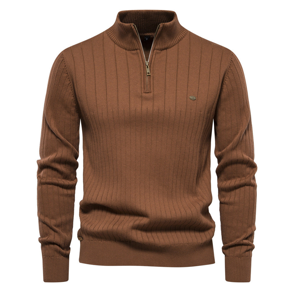 Men's Half-Zip Stand Collar Knit Sweater