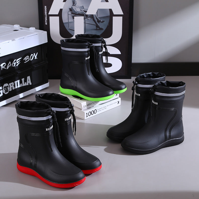 Men's Mid-Top Waterproof Rain Boots
