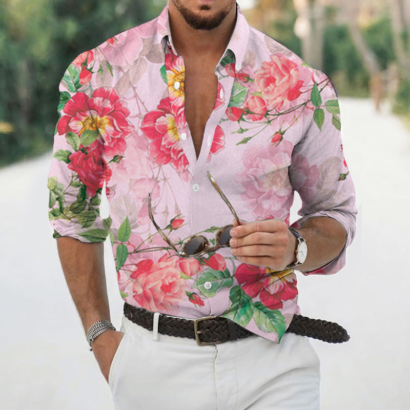 Men's Loose Floral Beach Shirt