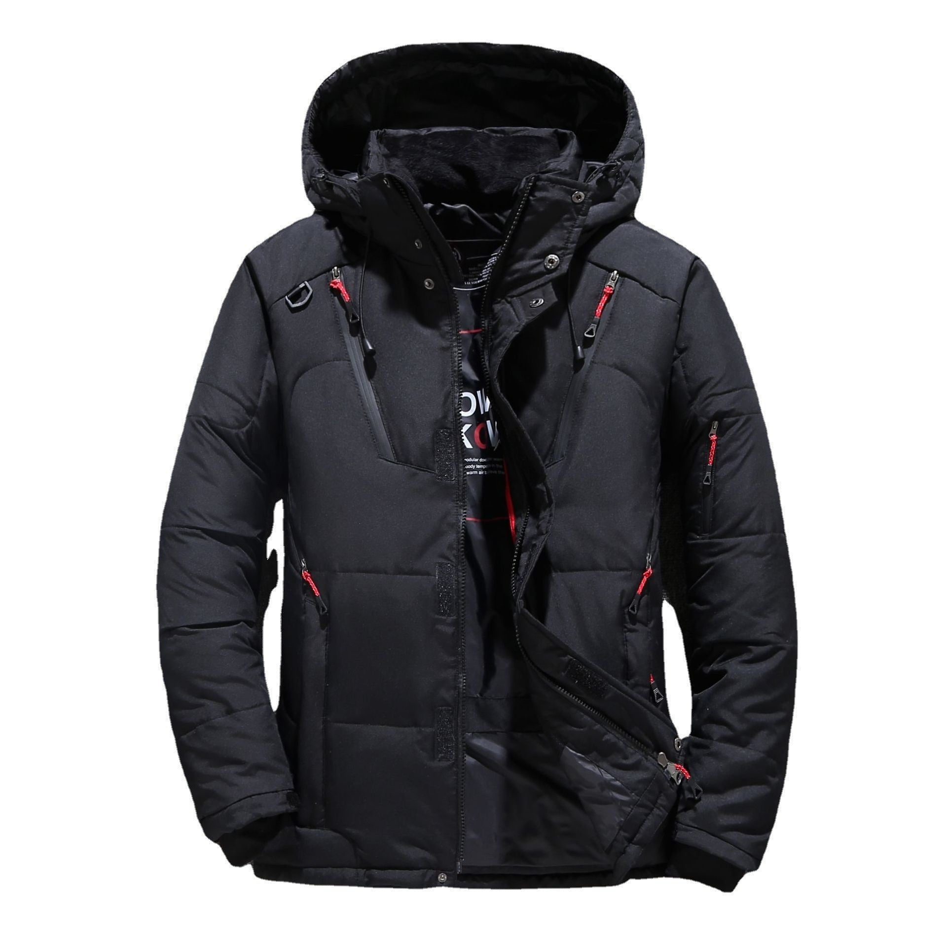 Men's Short White Duck Down Hooded Jacket