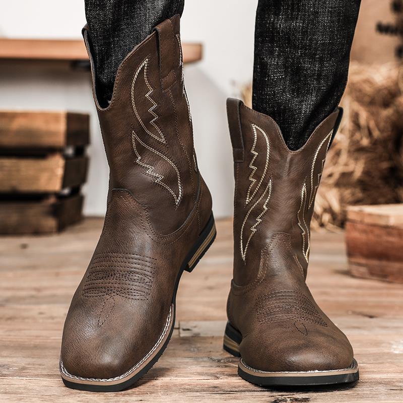 Retro Western Cowboy Work Boots