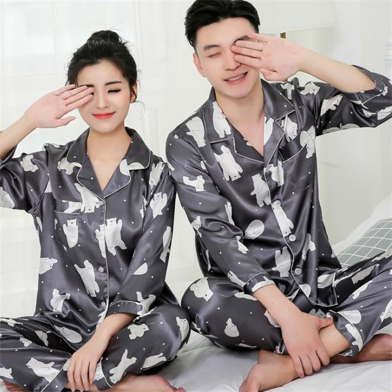 Men's Thin Silk Long-Sleeve Pajama Set
