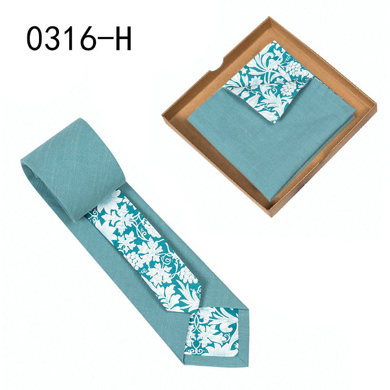 Floral Cotton Necktie & Pocket Square Set