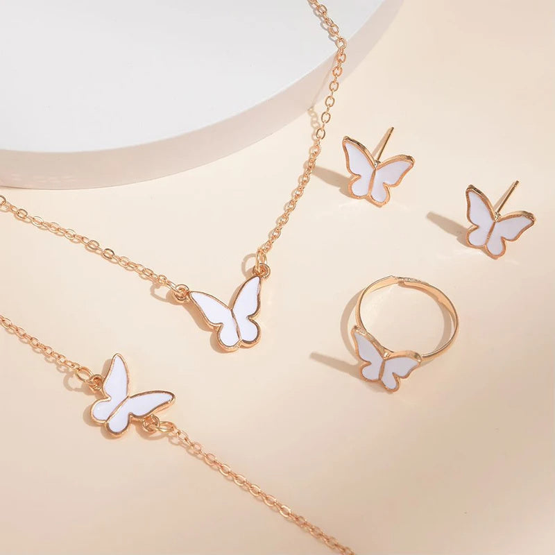 Butterfly Bridal Jewelry Set — 5 Pieces