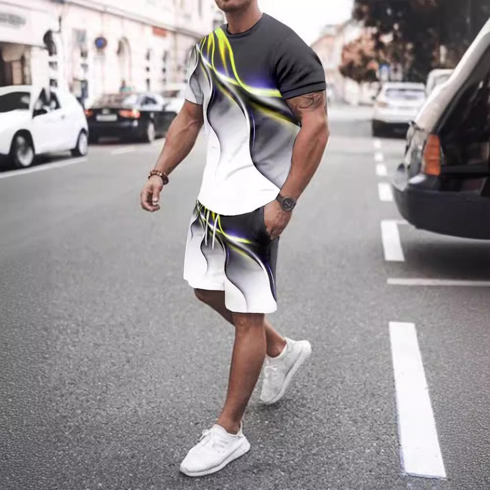 Men's Print Tee & Shorts Set — 2-Piece