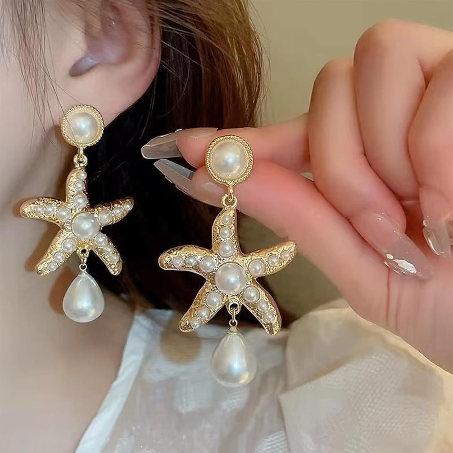 Pearl Starfish Earrings