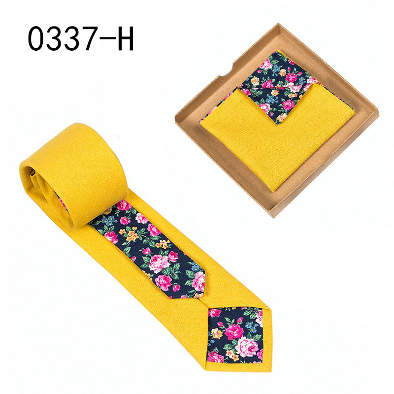 Floral Cotton Necktie & Pocket Square Set