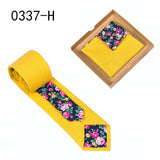 Men's Tie Floral Print Pocket Square Cotton Tie