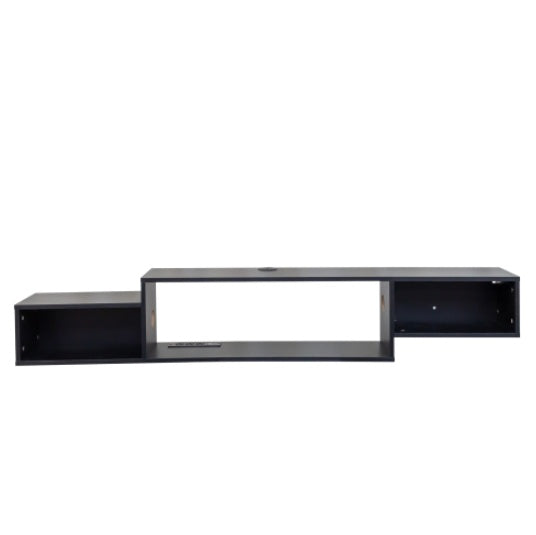 Wall-Mounted Floating TV Stand with LED & Charger — 65in