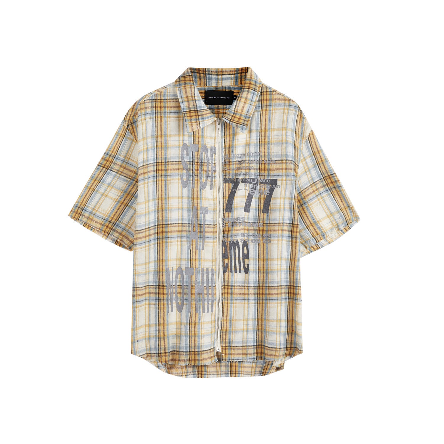 Men's Distressed Plaid Tassel Shirt