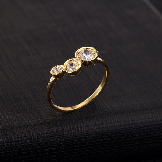 Simple Three-piece Lotus Leaf Exquisite Round Zircon Ring