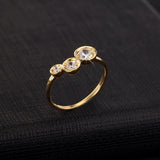 Simple Three-piece Lotus Leaf Exquisite Round Zircon Ring