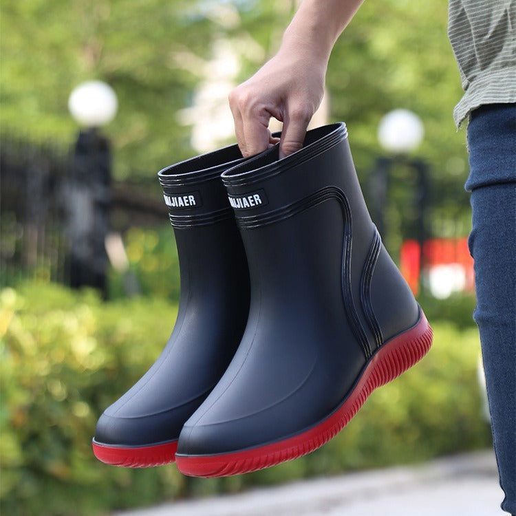 Men's Mid-Top Waterproof Rain Boots
