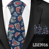 Casual Cotton Floral Print 6cm Casual Tie Pocket Square Suit