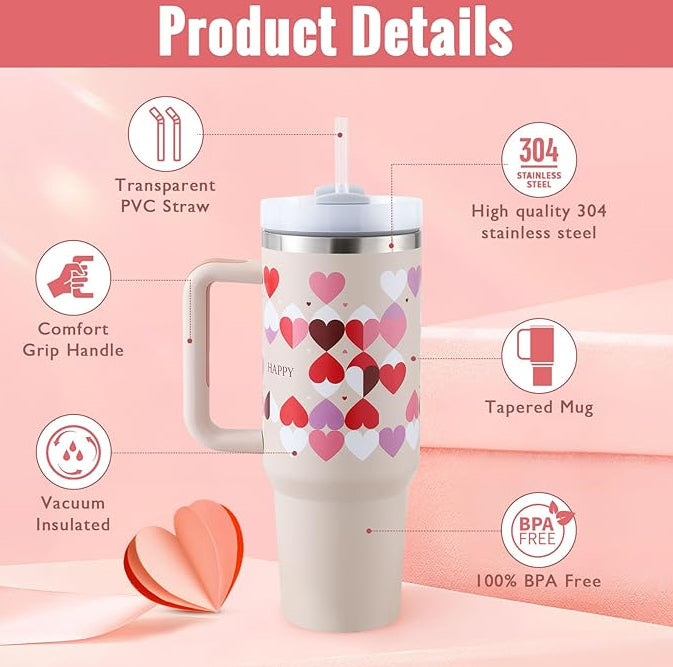 40oz Insulated Tumbler with Handle and Straw
