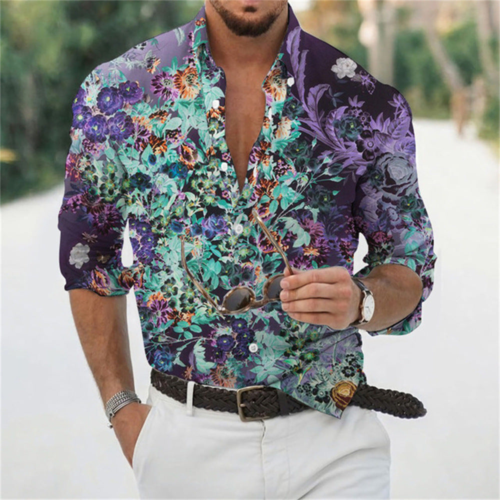 Men's Loose Floral Beach Shirt
