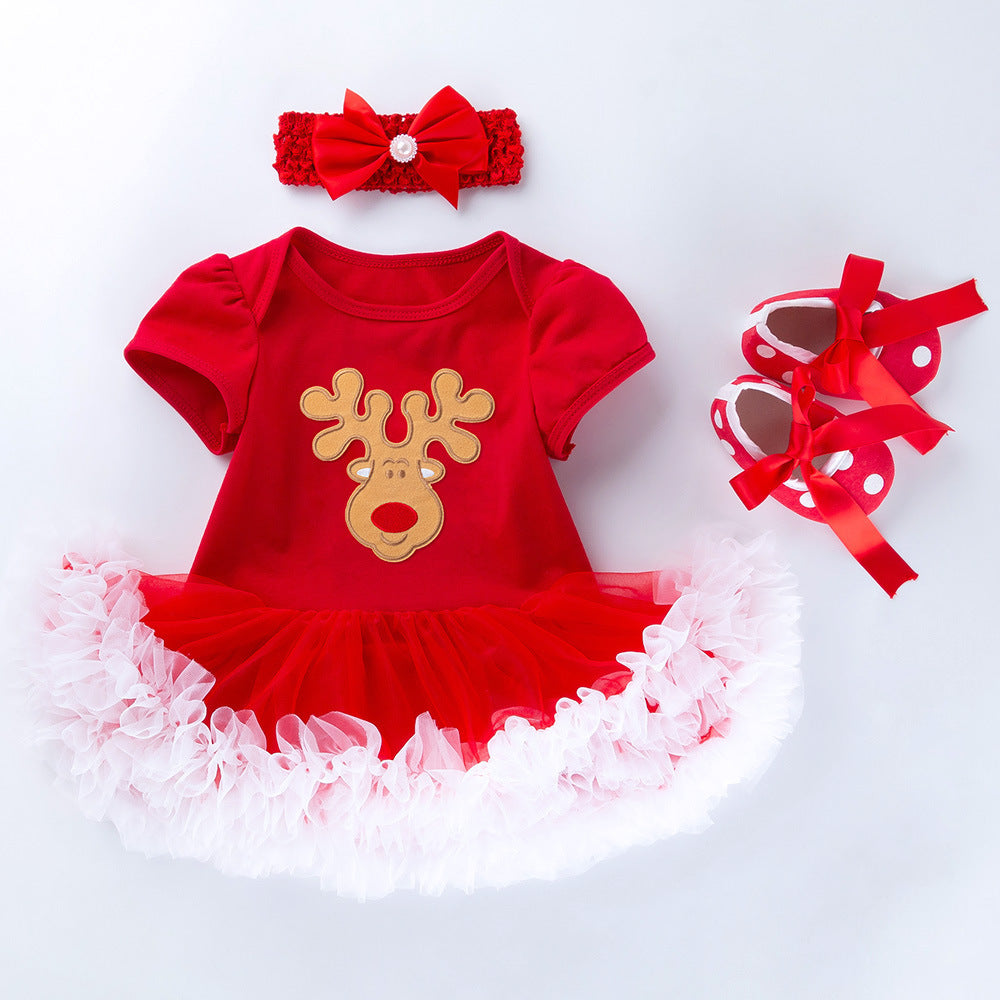Baby Cartoon Romper Mesh Dress