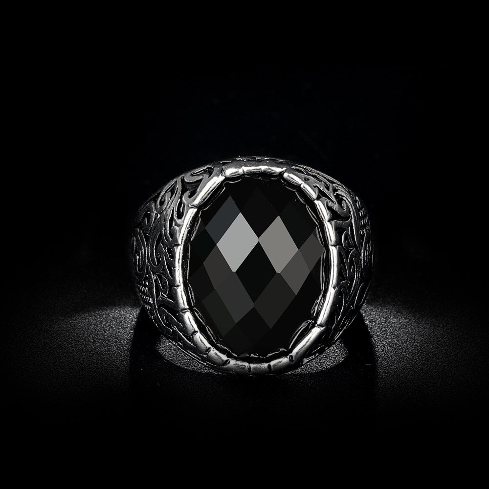 Men's Faceted Stone Statement Ring
